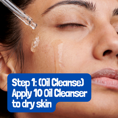 Teddy's Eczema Bar | How to Oil Cleanse. Step 1: Apply 10 Oil Cleanser to dry skin.