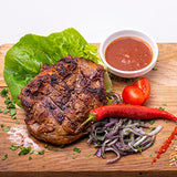 seasoned steak and veggies for lettuce wrapped fajitas