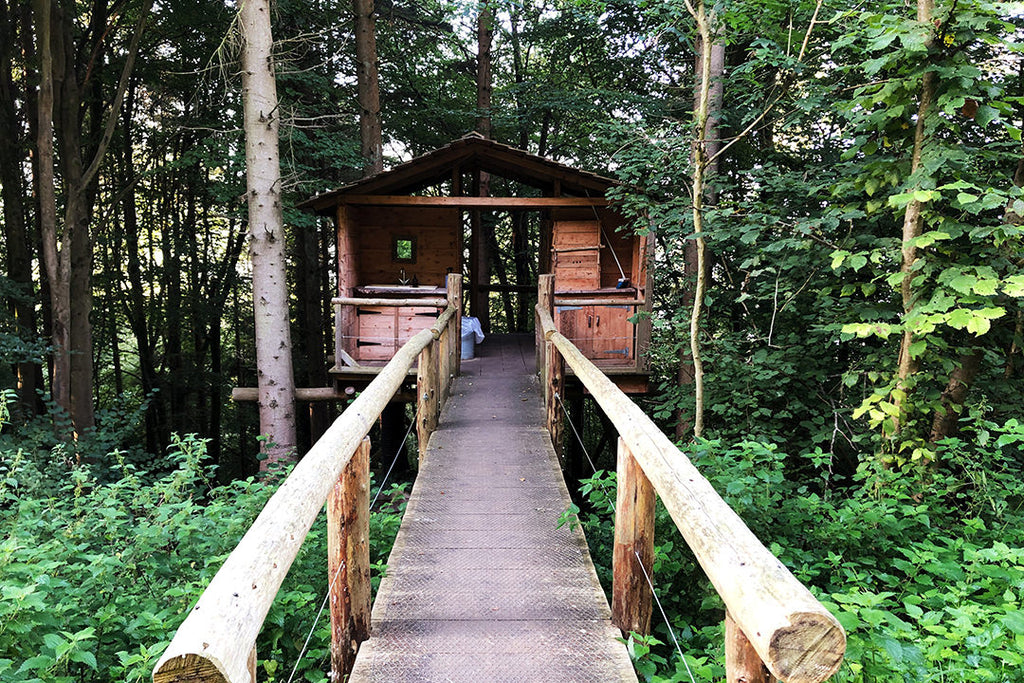 Bridge across to the showers and toilets in the canopy