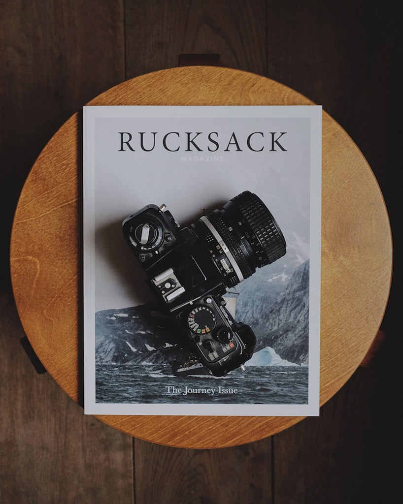 Rucksack magazine on table