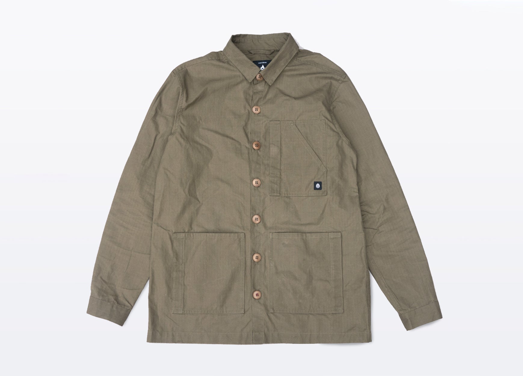 The Maker Overshirt - Waxed organic cotton, Olive | The Level