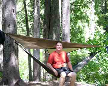 using the hammock as a chair