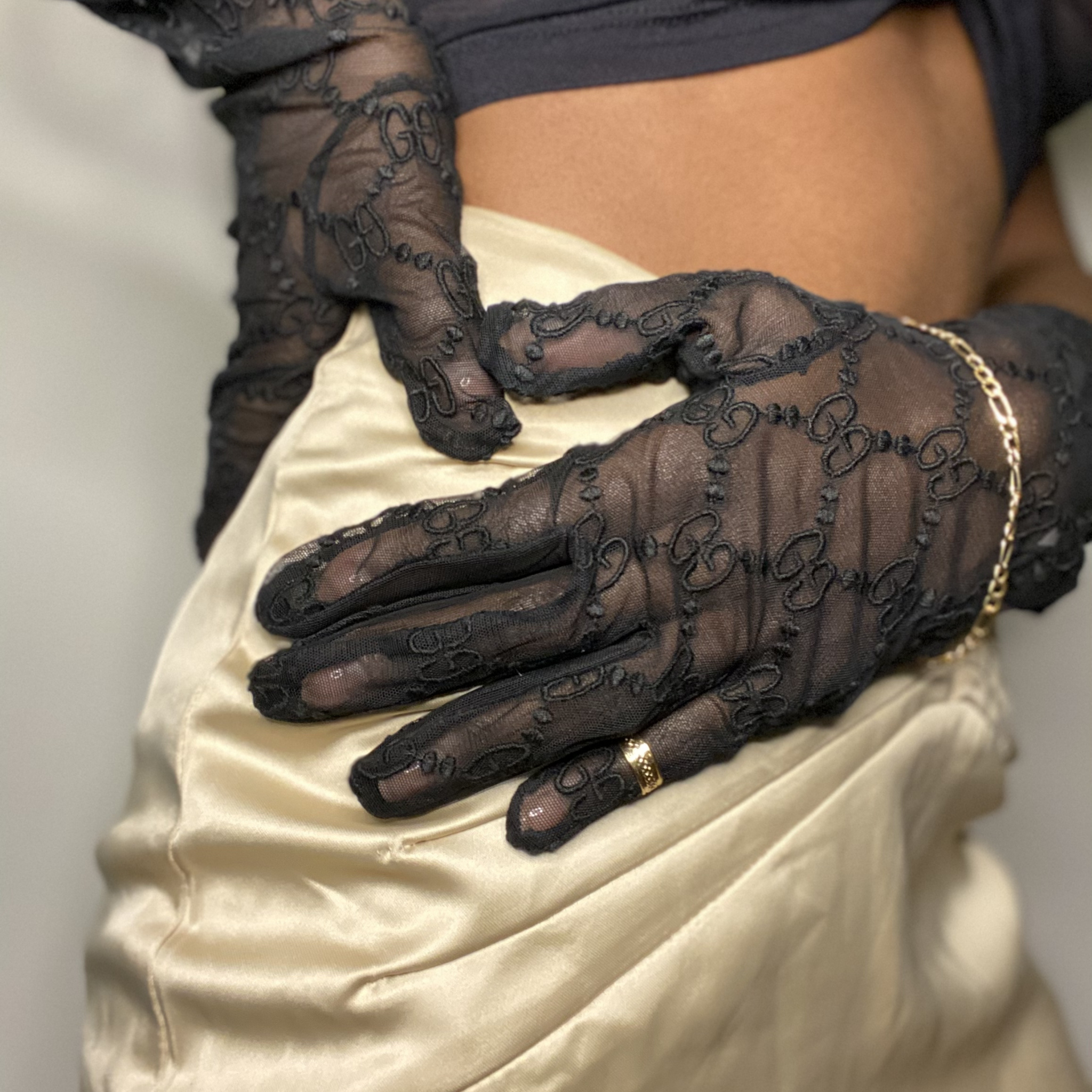 black sheer gucci gloves