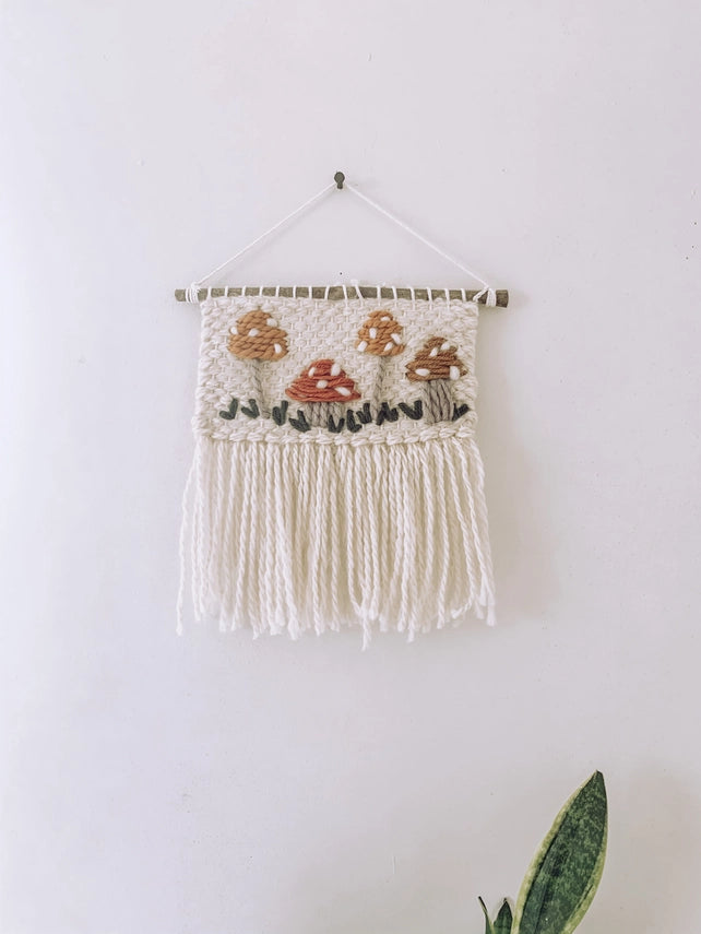 Handmade Woven Wall Hanging Decor - Mushroom Design