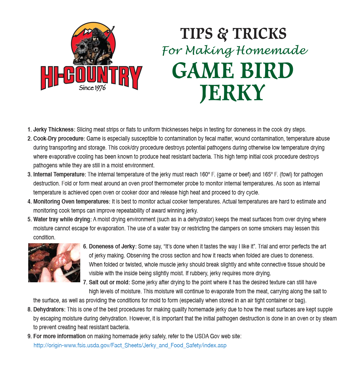 Ground Formed Game Bird Jerky Instructions