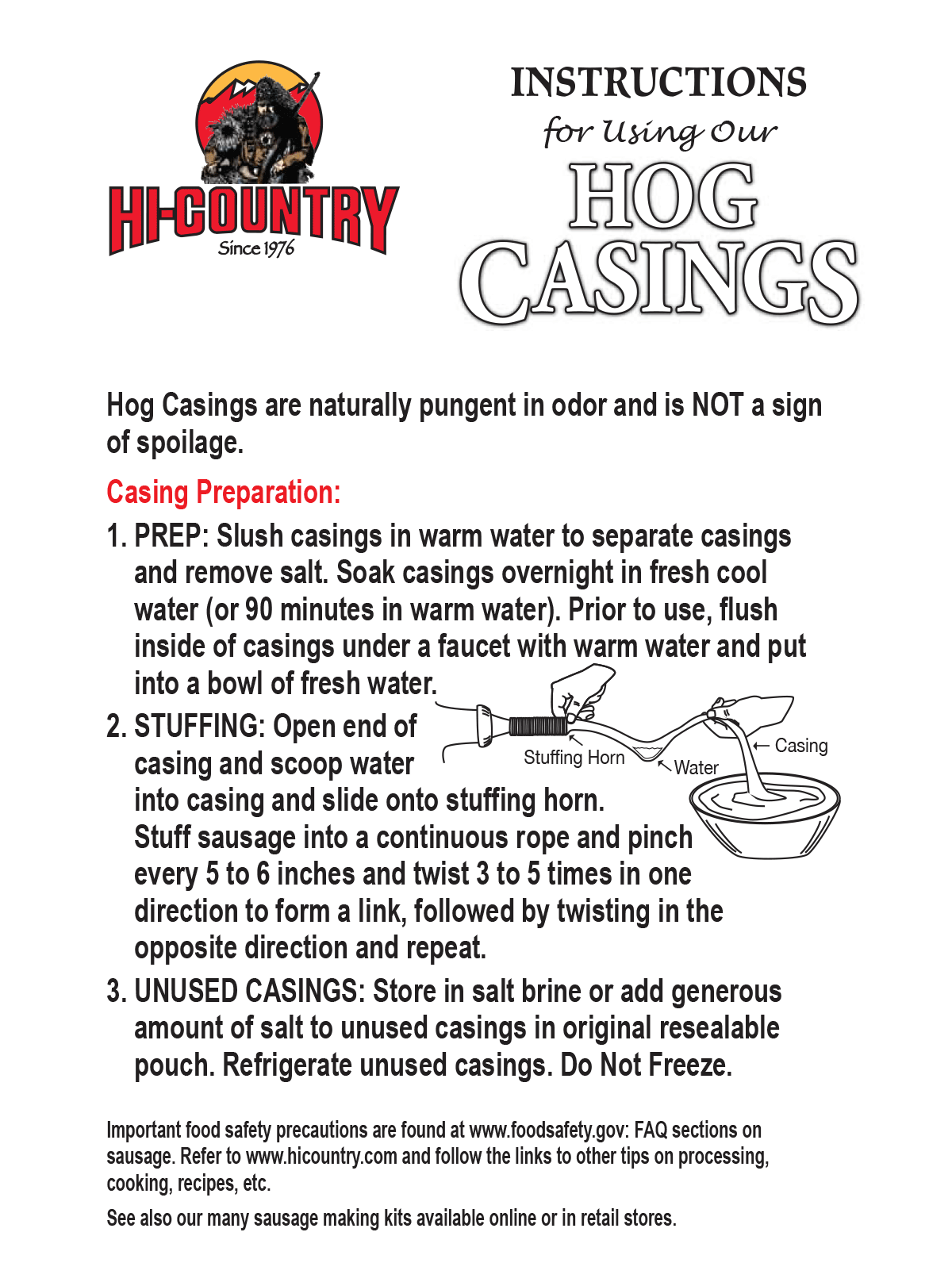 Hog Casings Instructions