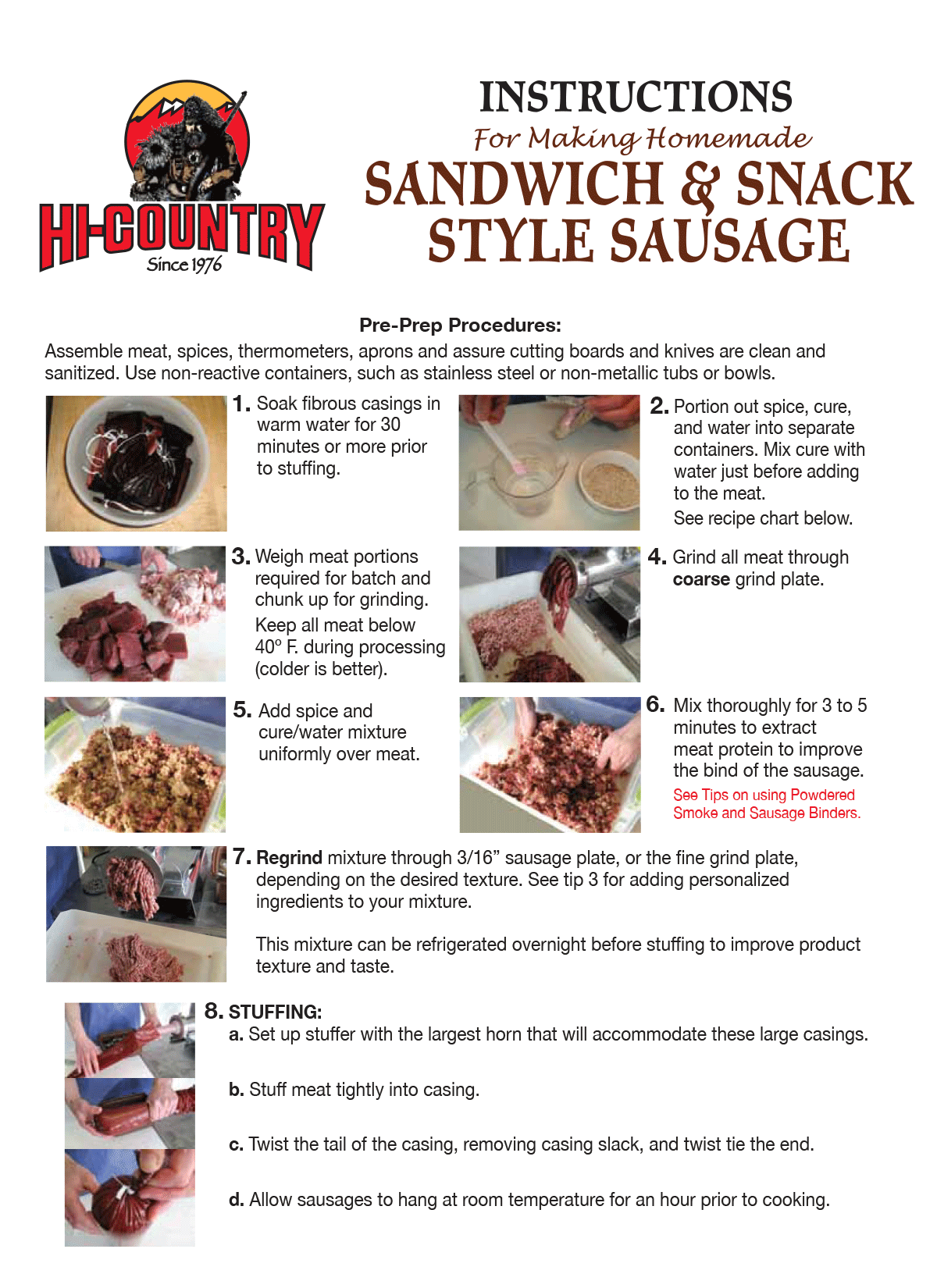 Sandwich & Snack Style Sausage Instructions