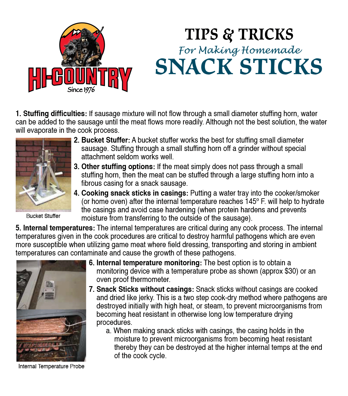 Snack Sticks Instructions