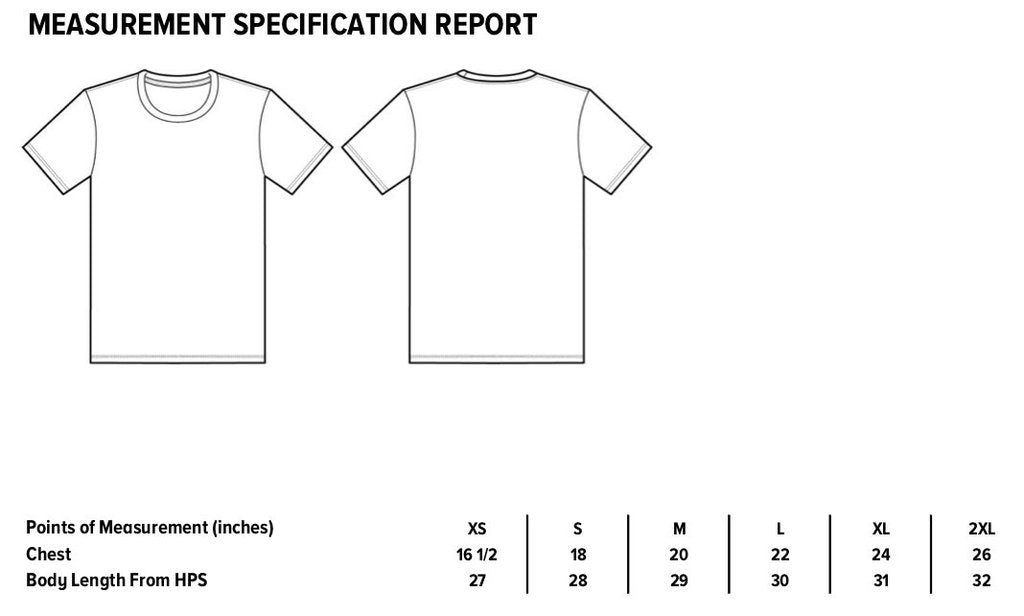 Mens tee from Moore sizing chart