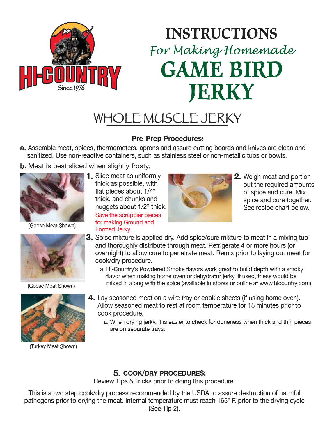 Game Bird Jerky Instructions