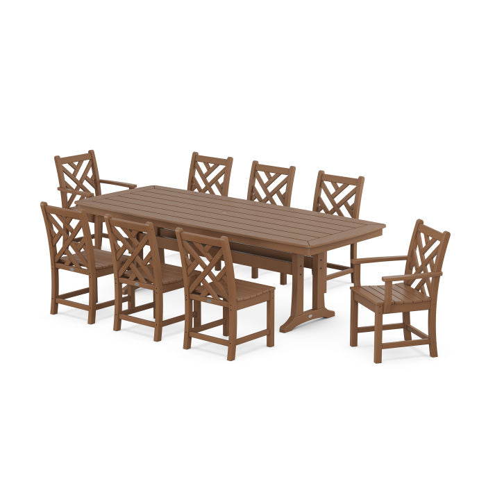 POLYWOOD Chippendale Dining Set with Trestle Legs - 9 Pieces, FREE SHIPPING Included