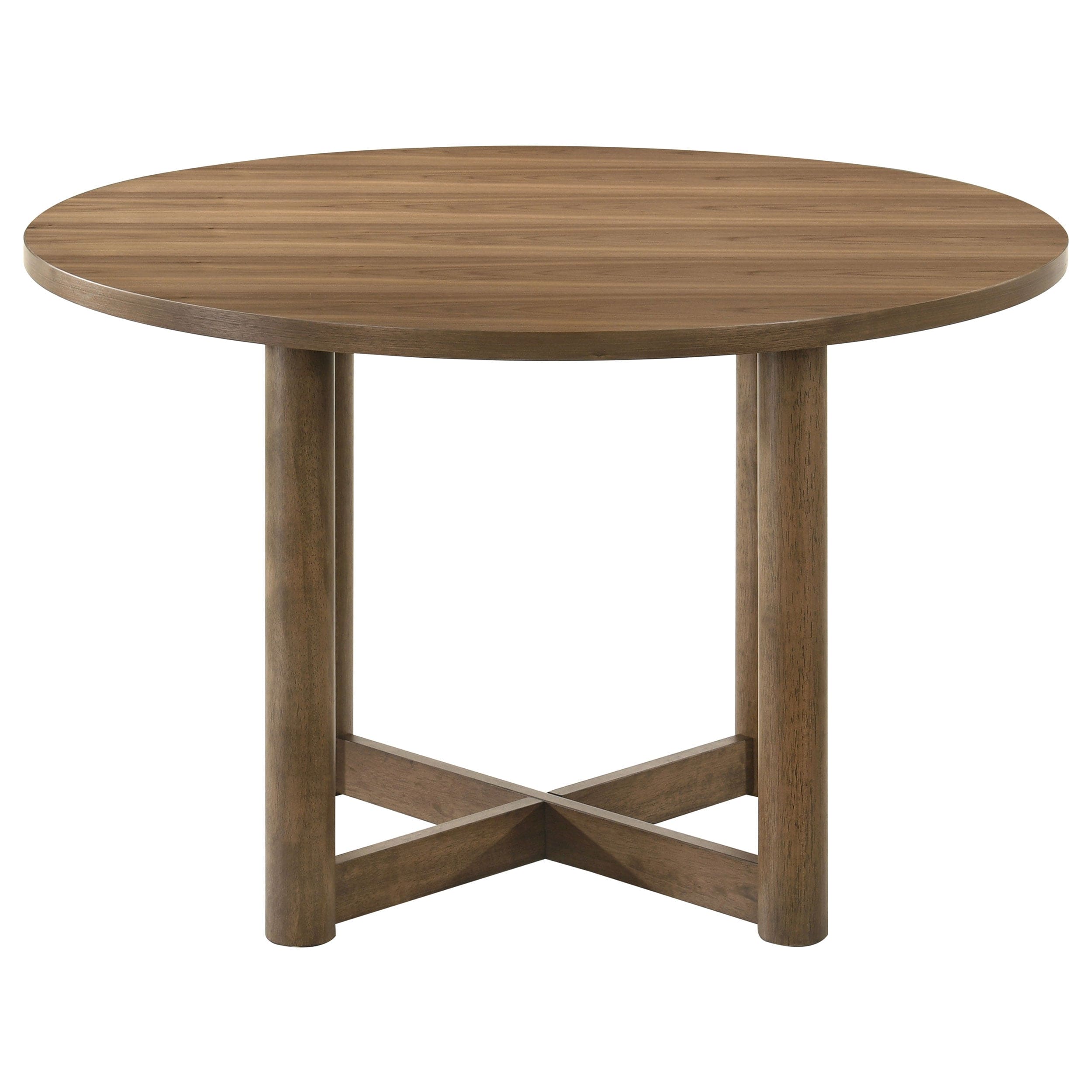 46-Inch Round Walnut Wood Dining Table from Crestmore