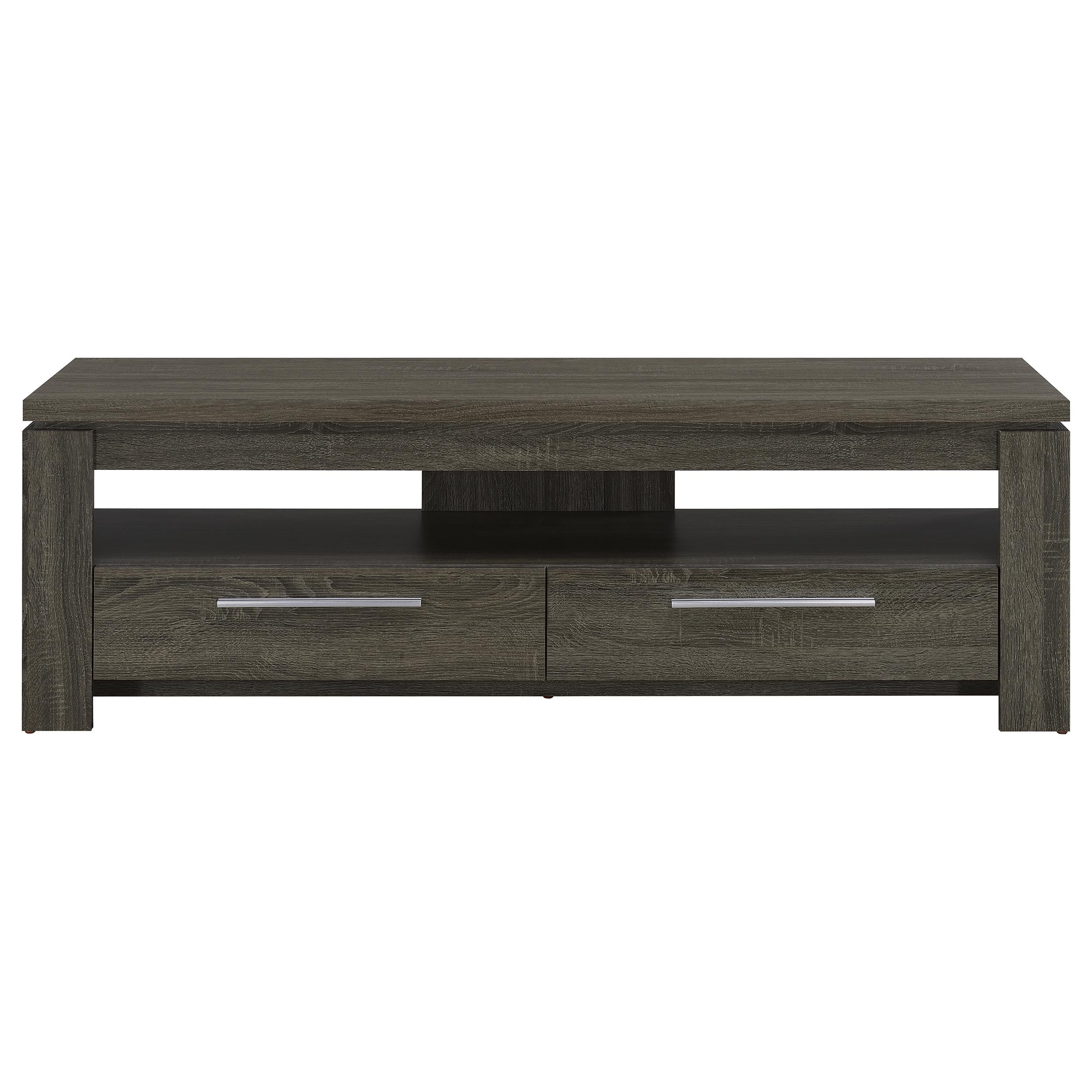 59-inch Weathered Grey TV Stand with 2 Drawers in Engineered Wood for Elkton