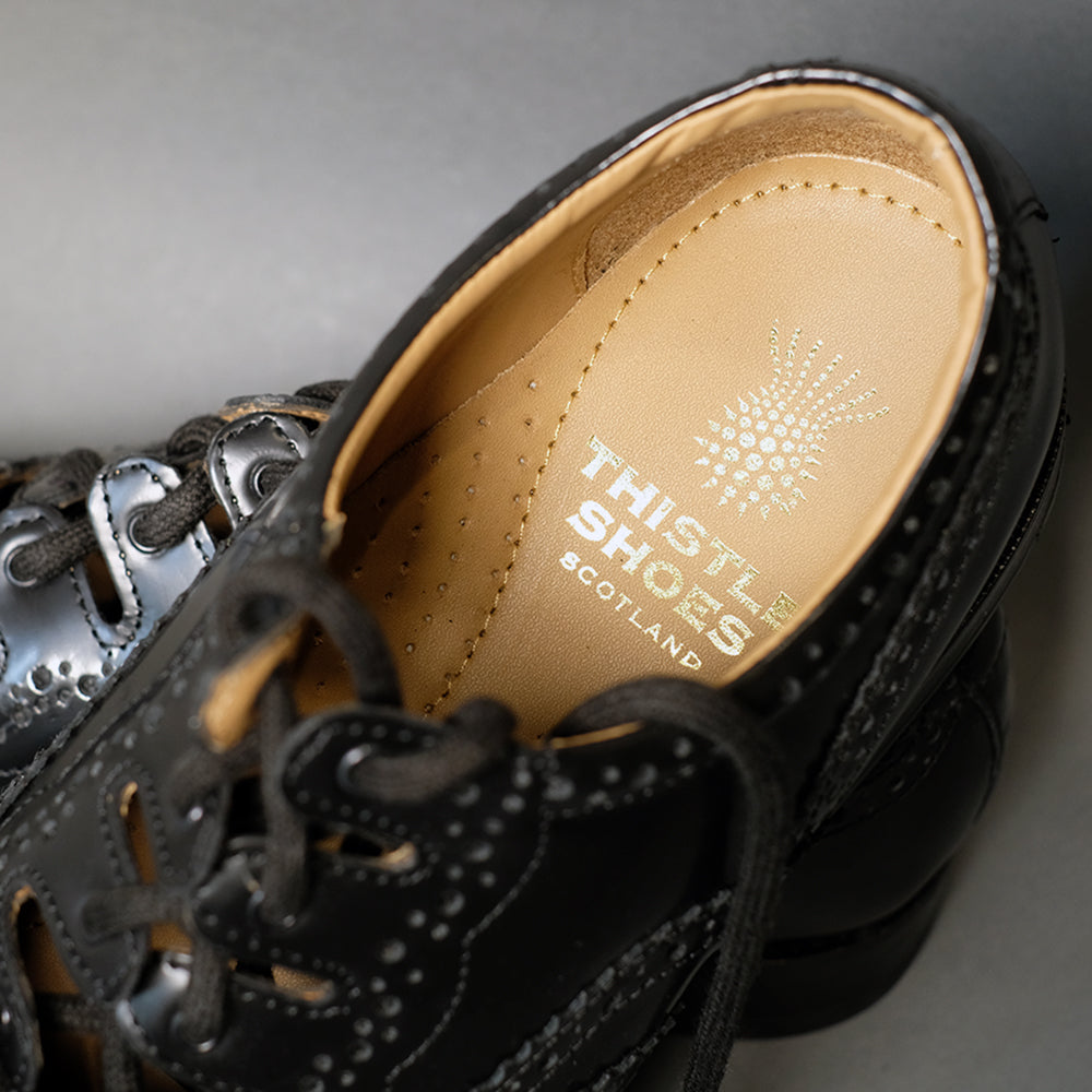 Black Leather Ghillie Brogues - Scottish Leather Shoes – Highland Store