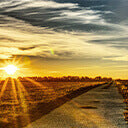 Personalisierte Leinwand Sonnenuntergang im Feld