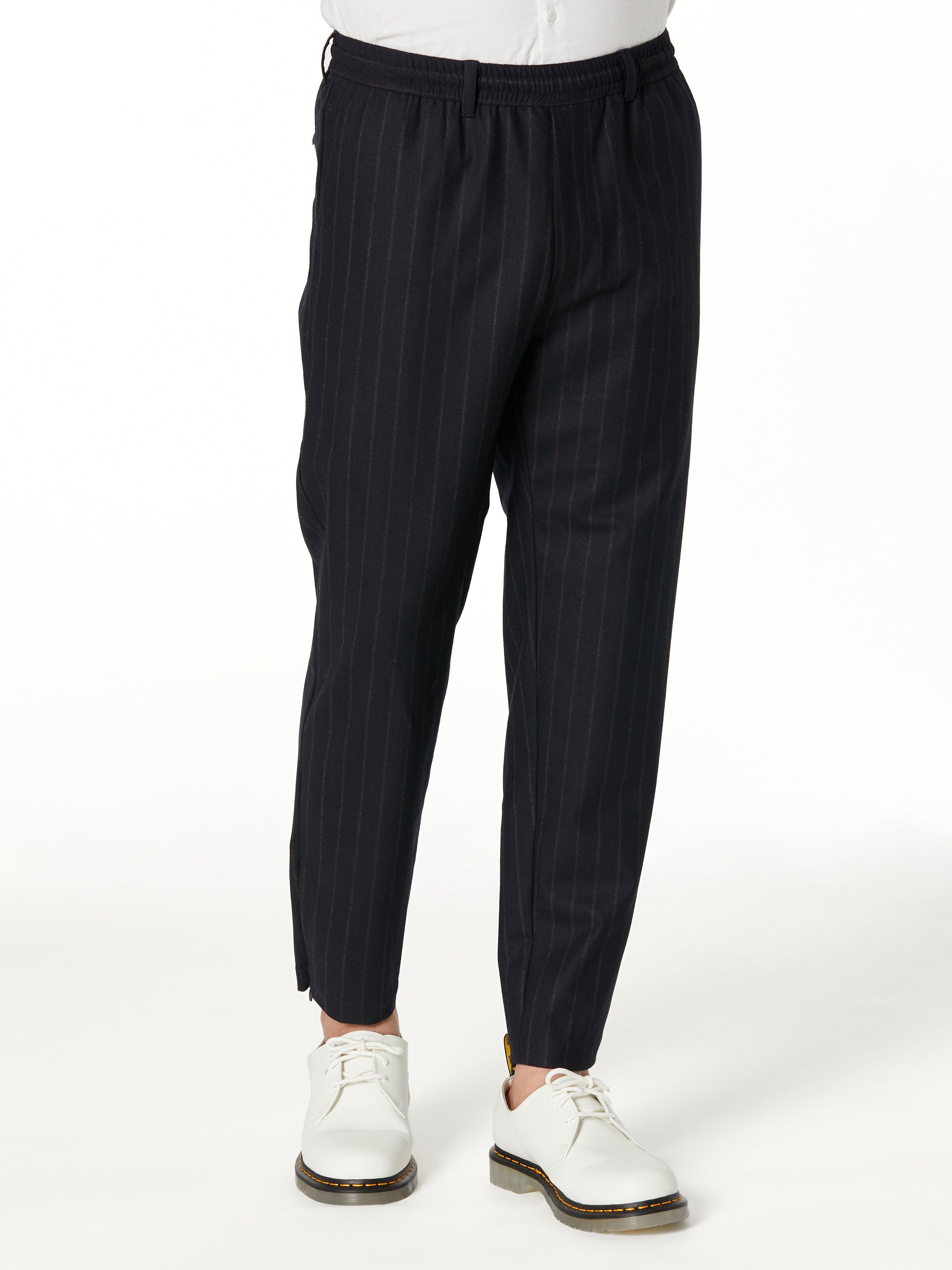 Chalk Stripe Charles Trouser in Navy