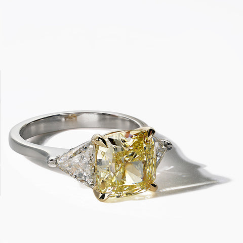 cushion cut yellow diamond