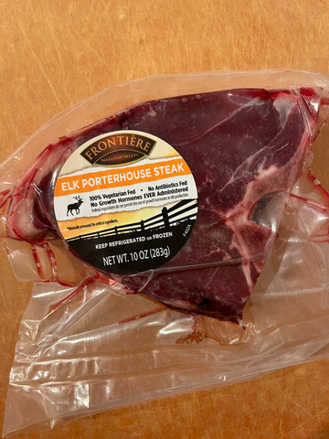 Overview of elk porterhouse steak from Frontière Natural Meats