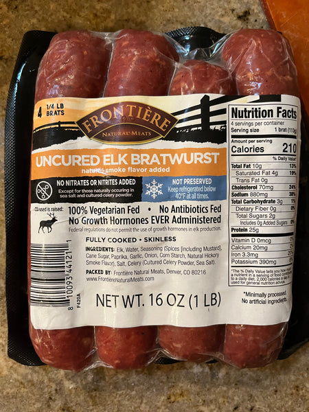 Frontiere Natural Meats elk bratwursts 