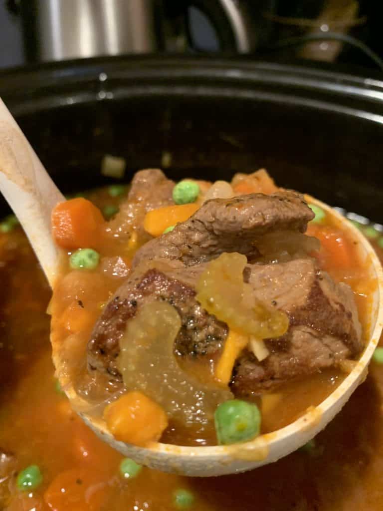 Ladle of elk meat stew