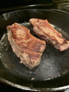 Steaks browned in pan