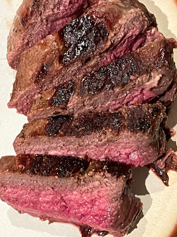Sliced elk meat ranch steak