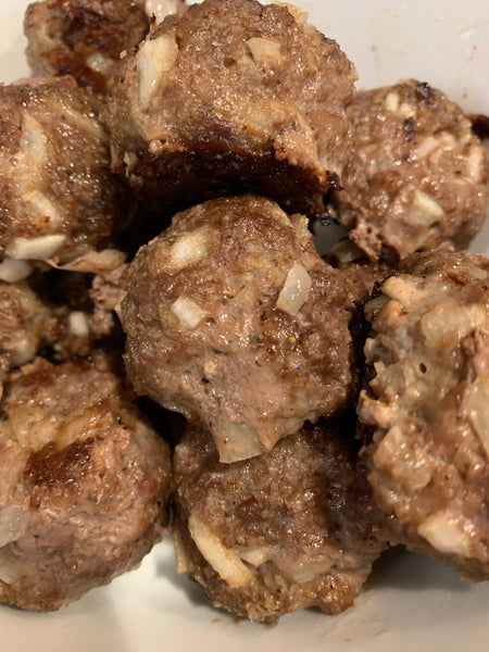 Bowl of juicy wagyu meatballs