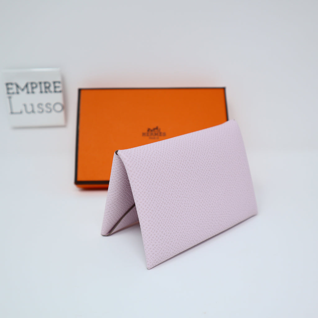 BNIB Hermes Calvi Duo Compact Card Holder in Color Gold Epsom Calfskin