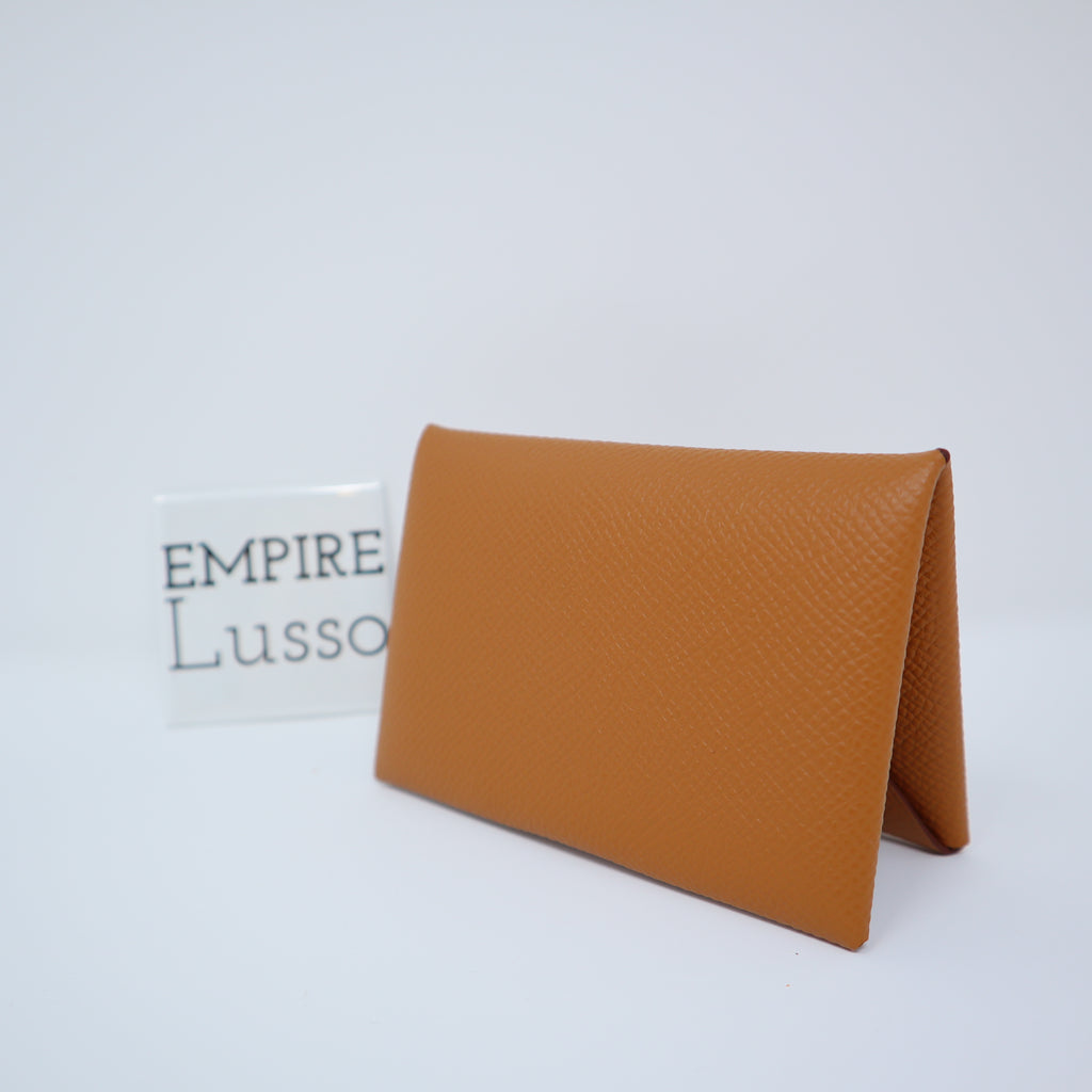 hermes calvi card holder (stamp z) etoupe epsom leather palladium