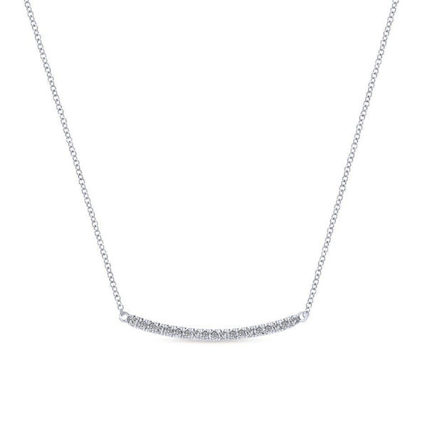 14K White Gold Diamond Pavé Curved Bar Necklace – Bellman Jewelers 2021