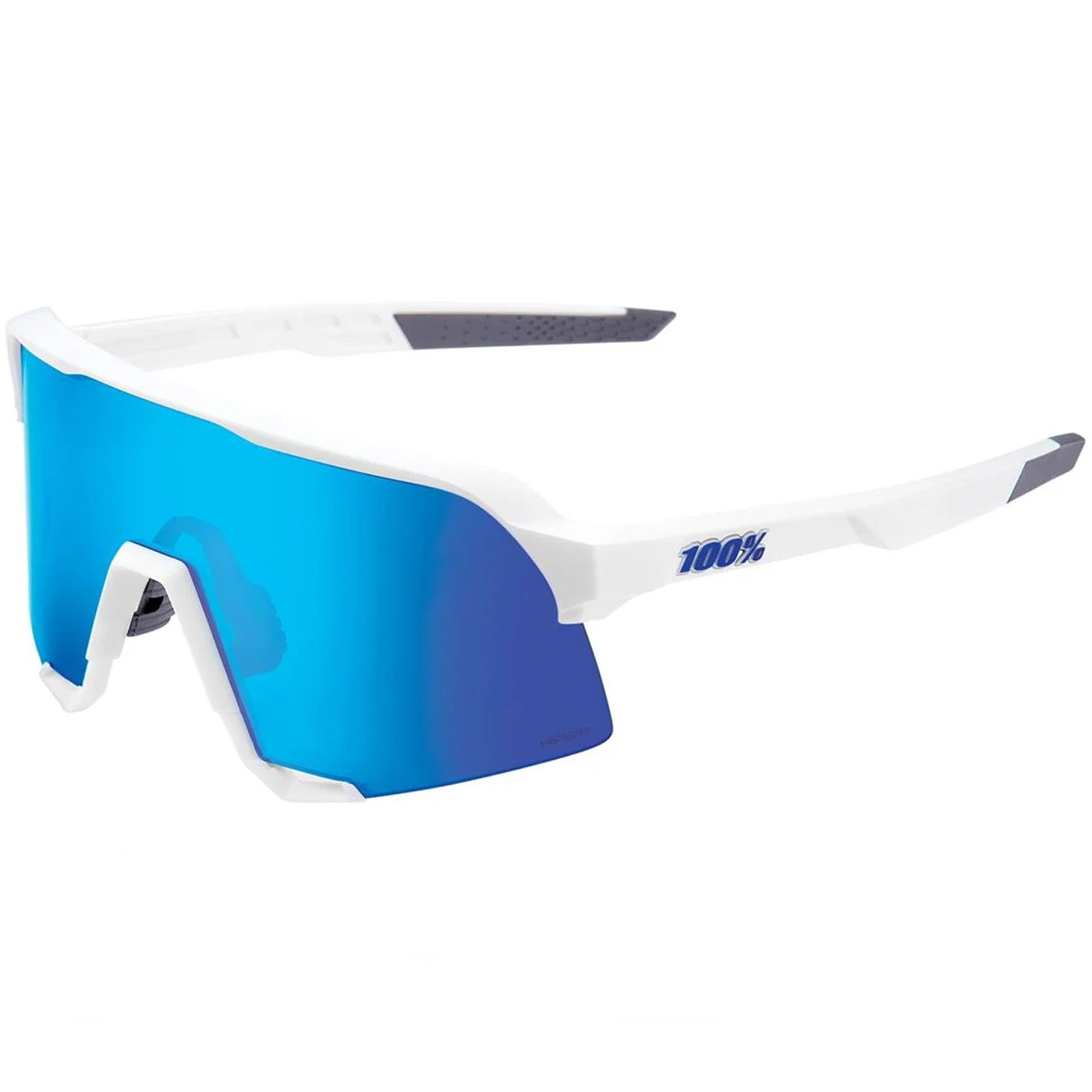 100% S3 sunglasses - Matte White HiPER Blue Mirror Lens | All4cycling