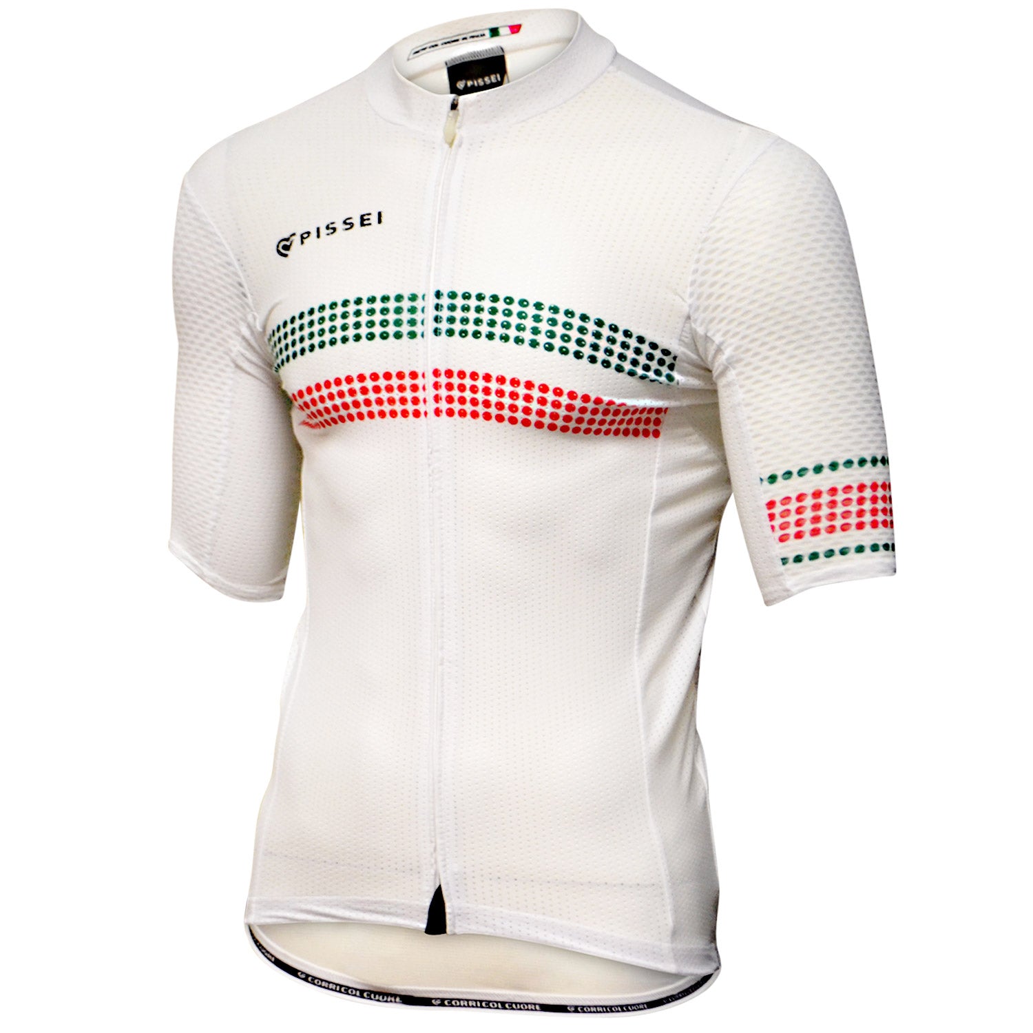 Pissei Sanremo Striped Tricolore jersey - White | All4cycling
