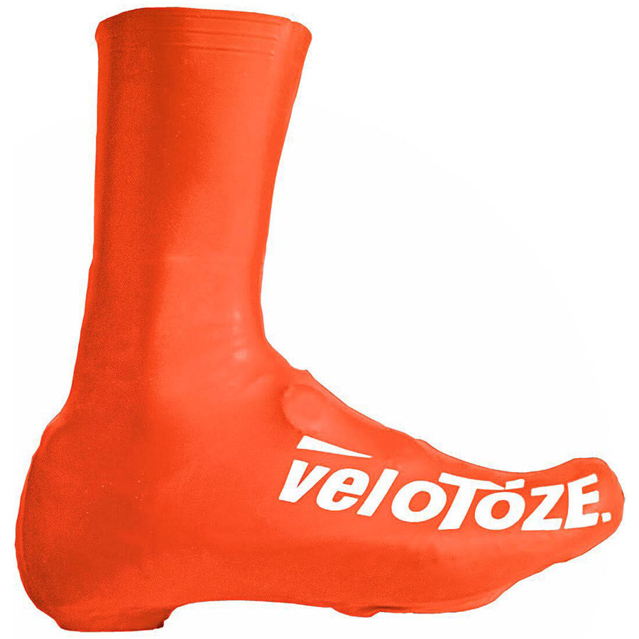 orange cycling overshoes