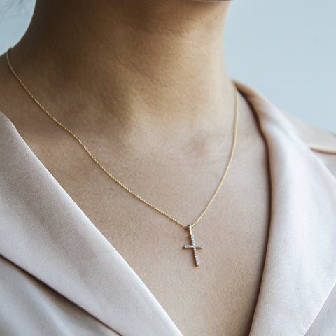 diamond cross pendant - gold cross pendant