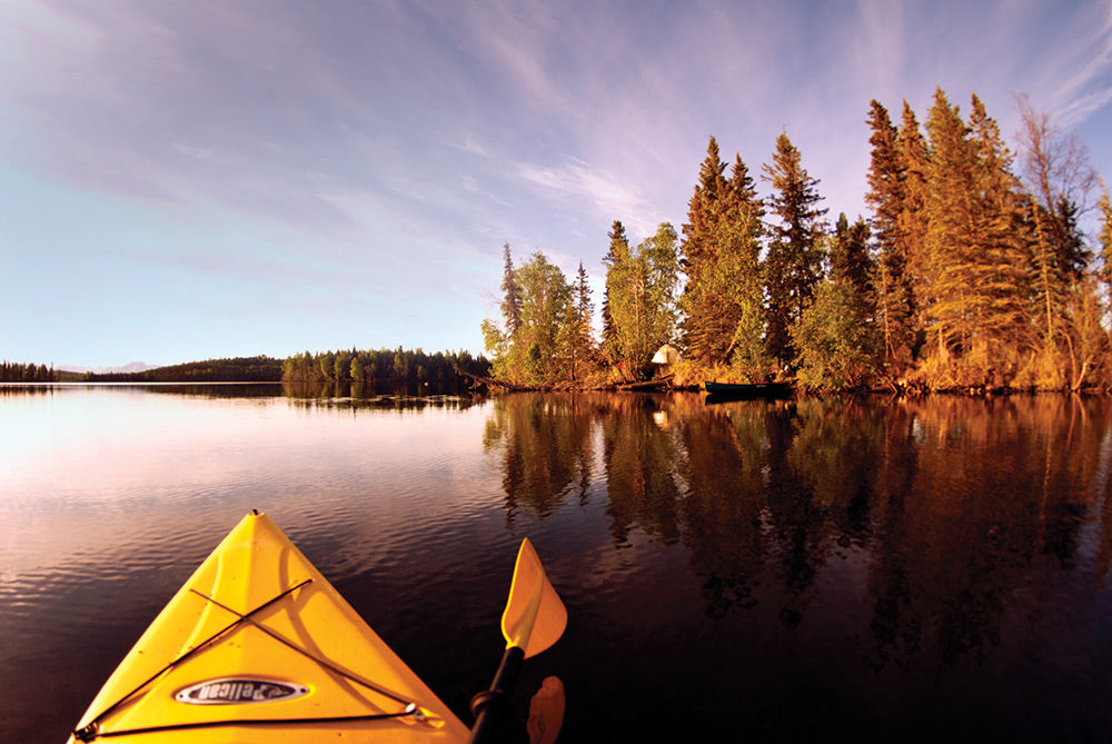 Paddling along in the Swan Lake Canoe Trail