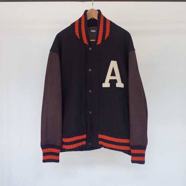 SIDE SLIT VARSITY JACKET(NAVY) – ANCELLM