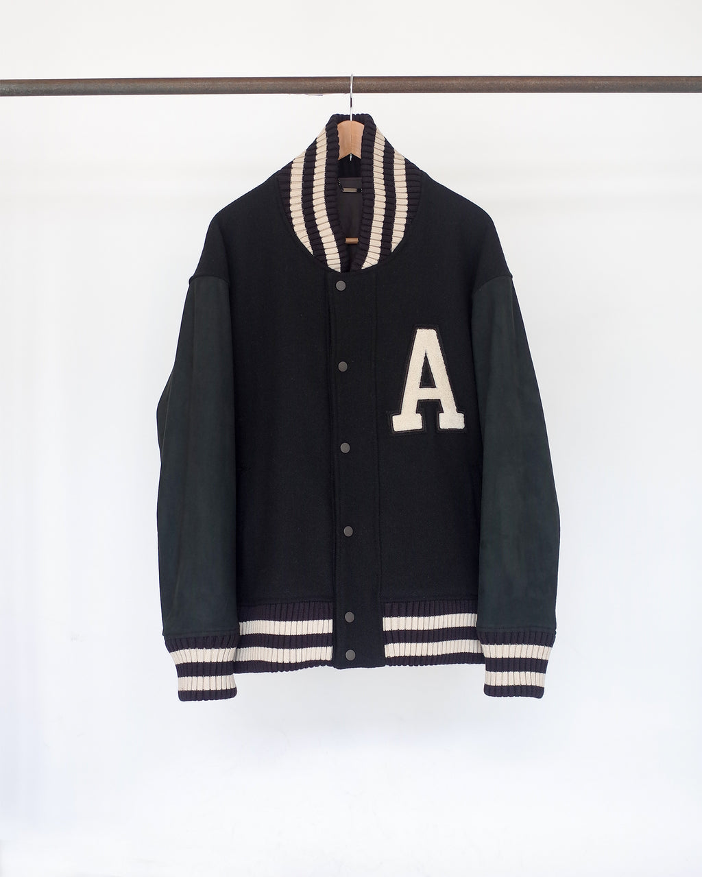 SIDE SLIT VARSITY JACKET(BLACK) – ANCELLM