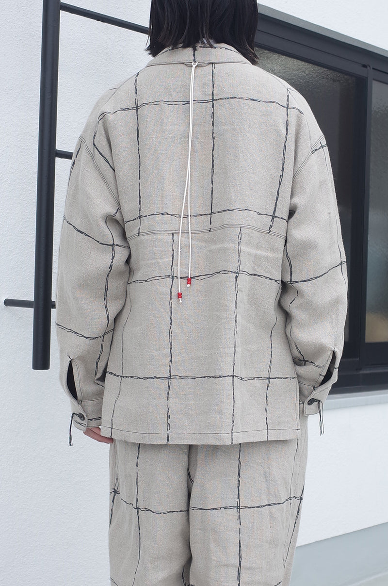 DRAWING CHECK LINEN COVERALL – ANCELLM