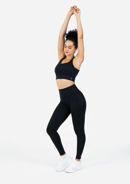 Tall Black Ponte Zip Side Leggings | New Look