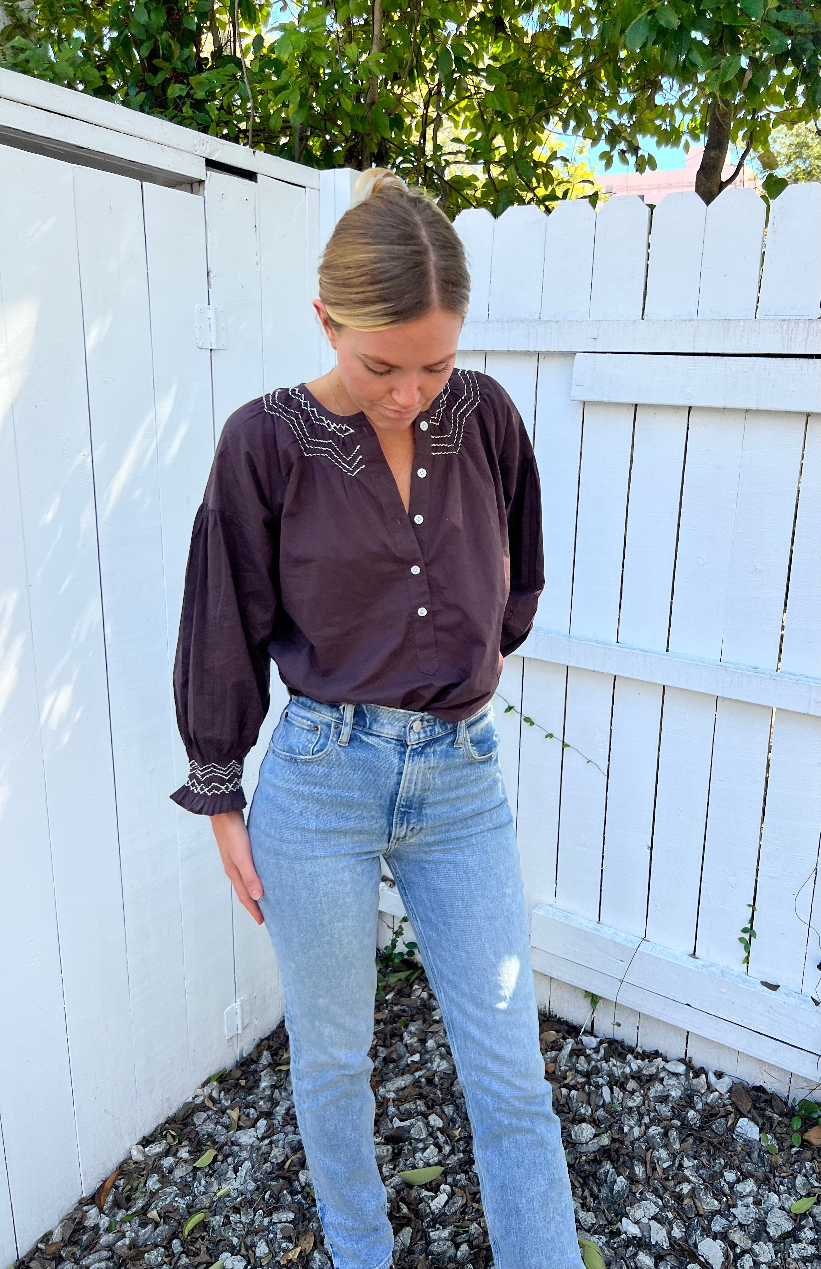 Remy Smocked Shirt Brown