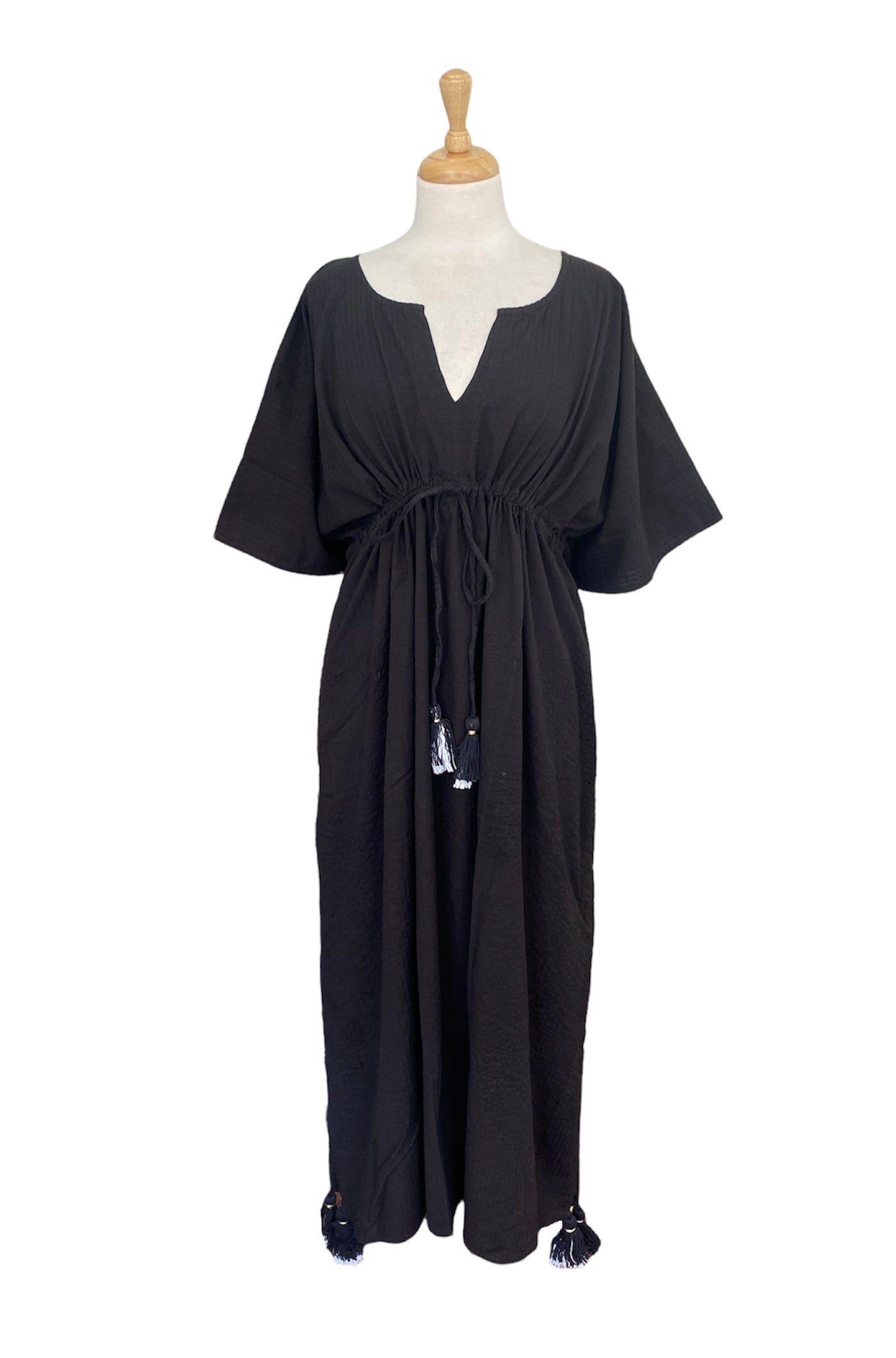 Kaftan Maxi Black Seersucker