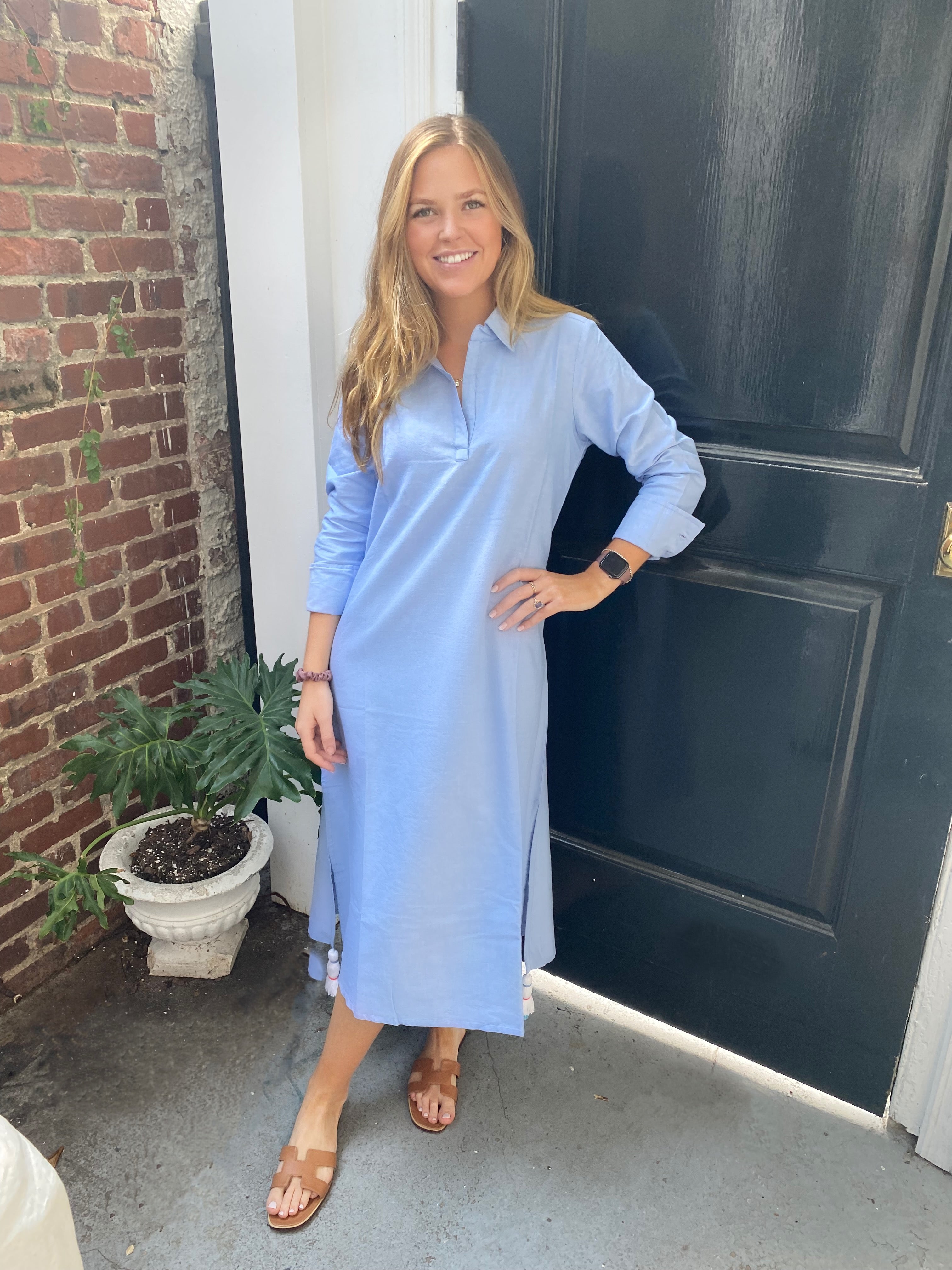 Darren Midi Dress Blue Chambray