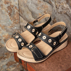 Comfort Stitching Double Hook Loop Lightweight Wedges Sandals