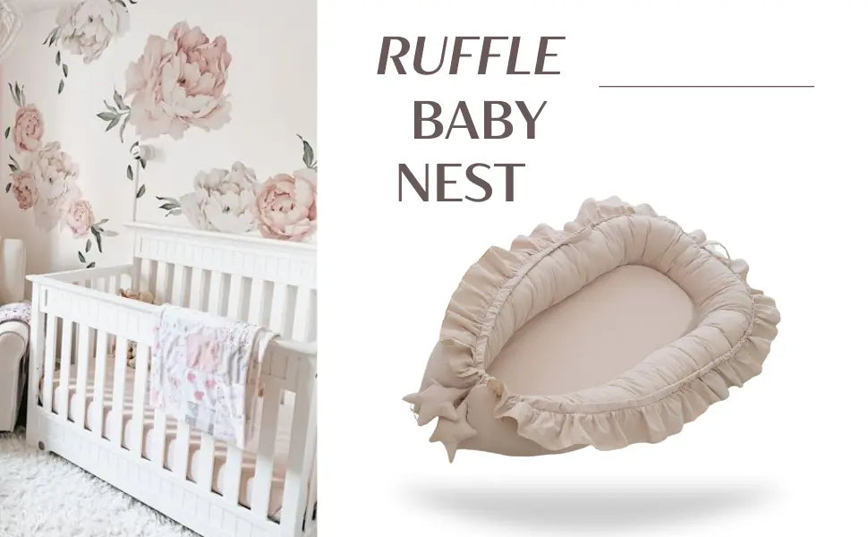 Baby nest with ruffles PN Light grey