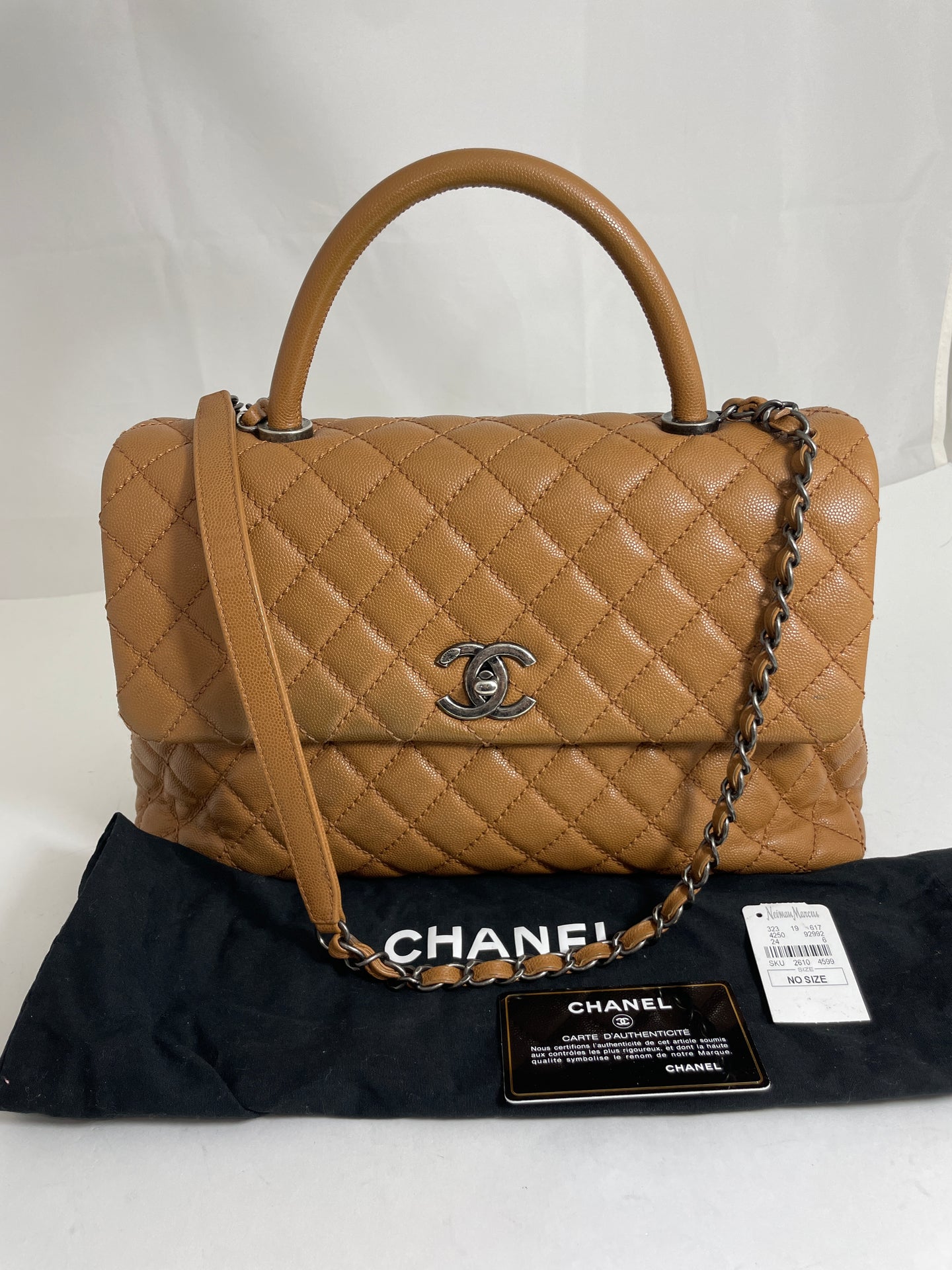 Chanel Caramel Quilted Caviar Large Coco Handle Crossbody – The  Millionaires Closet