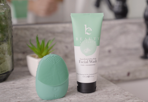 Beauty by earth superfruits & sea kelp face wash and cleansing brush