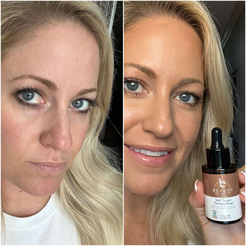 Self Tanner Drops Before and After by Beauty by Earth