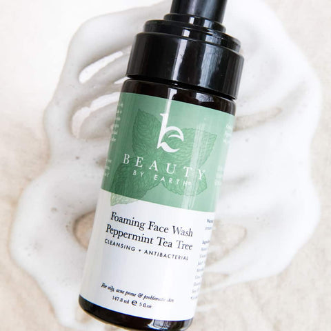 Image of the BBE foaming face wash in peppermint tea tree, perfect for oily skin concerns.