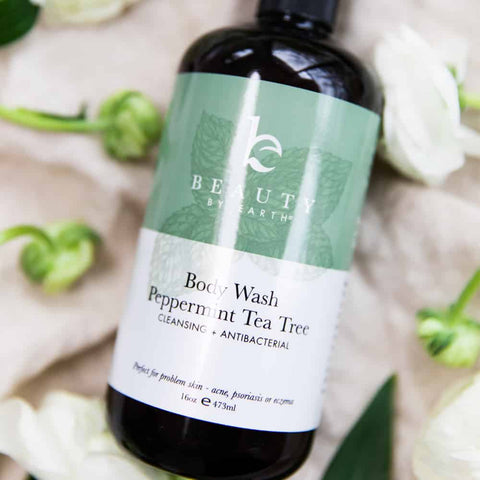 Image of the paraben free BBE peppermint tea tree body wash.