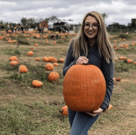 Kim H, Look for the Helpers campaign winner, pictured holding a pumpkin